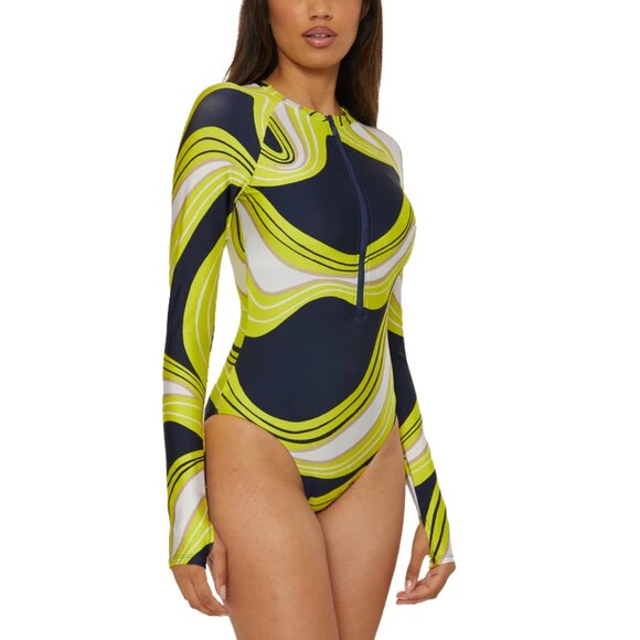 NWT Trina Turk Serena Zip Front Paddle suit One Piece Surfsuit Swimsuit - Picture 2 of 8